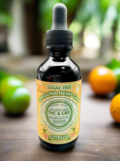 Medium-Dose 2000mg Full Spectrum THC & CBD Sugar-Free Citrus Tincture | Carolina Hemp Cafe