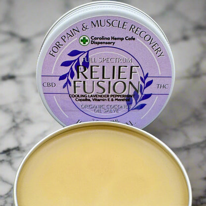 Full Spectrum Relief Fusion Organic Coconut Oil Salve, Cooling Lavender w/ Copaiba, Vitam E and Menthol– 1000mg CBD