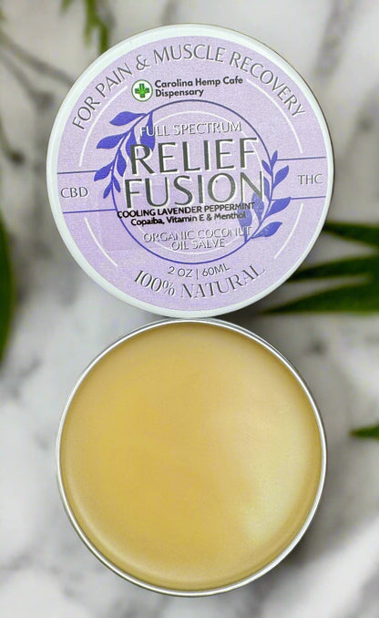 Full Spectrum Relief Fusion Organic Coconut Oil Salve, Cooling Lavender w/ Copaiba, Vitam E and Menthol– 1000mg CBD