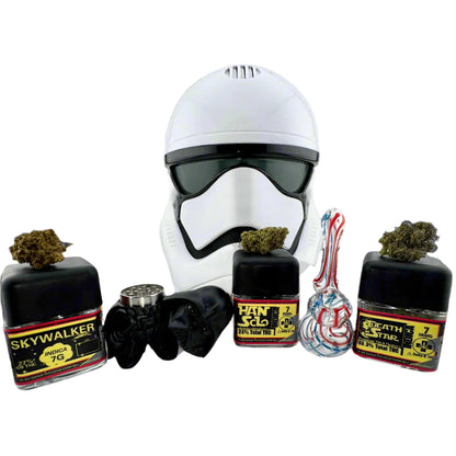 Galactic Smuggler’s Bundle – 3 x 7g THCA Flower + Mini Bubbler + Vader Grinder