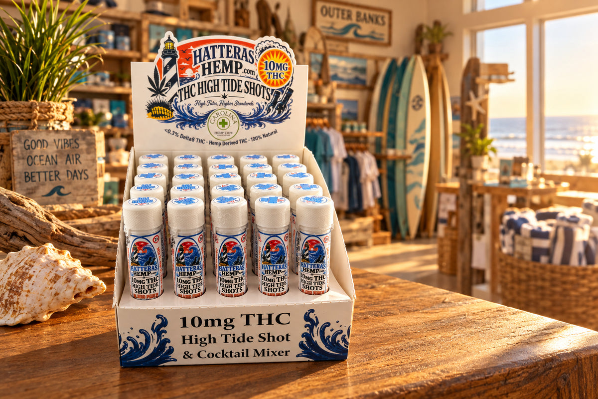 Hatteras Hemp High Tide 10mg THC Shot & Cocktail Mixer | Island Punch | Child-Resistant Bottle