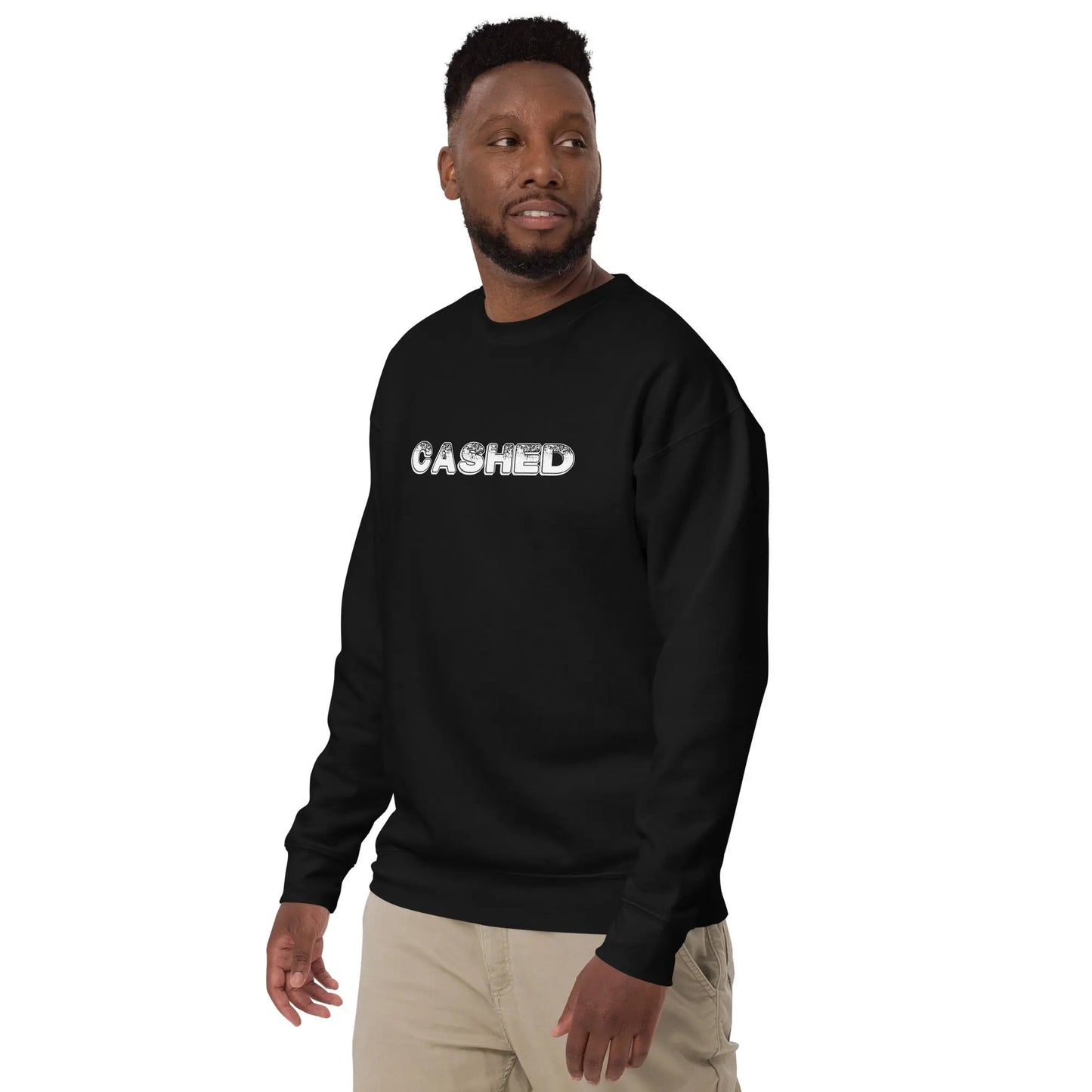 CASHED by Blunt Street Unisex Premium Sweatshirt Carolina Hemp Cafe